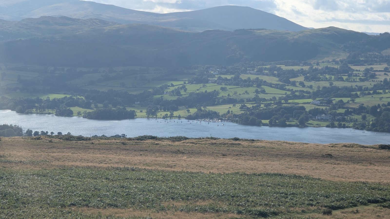 Panoramic Ullswater views from Askham Fell above Askham village near Penrith, Eden Valley, Lake District
