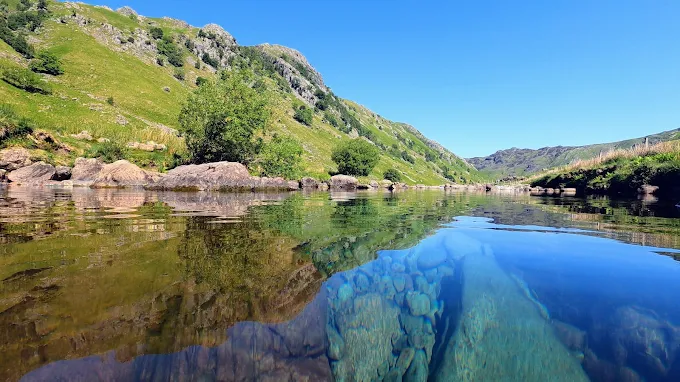 Natural dark rock pool in Langdale, Lake District
