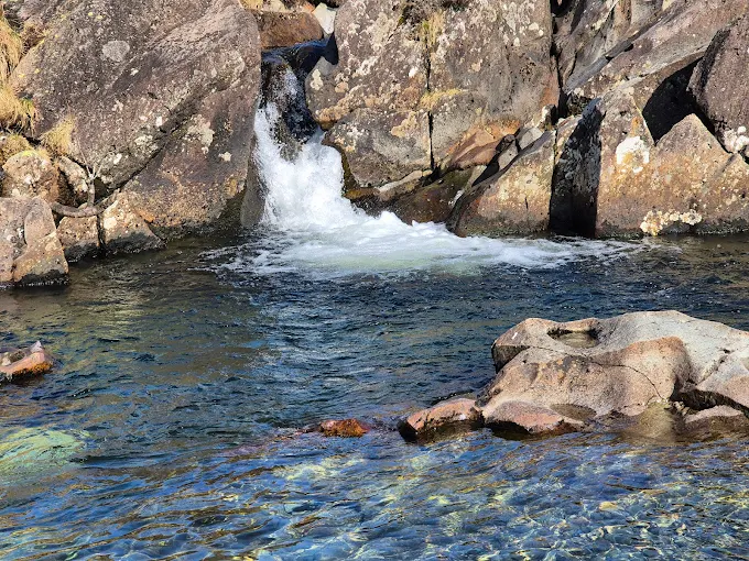 Rock jumping spot over pool in Lake District