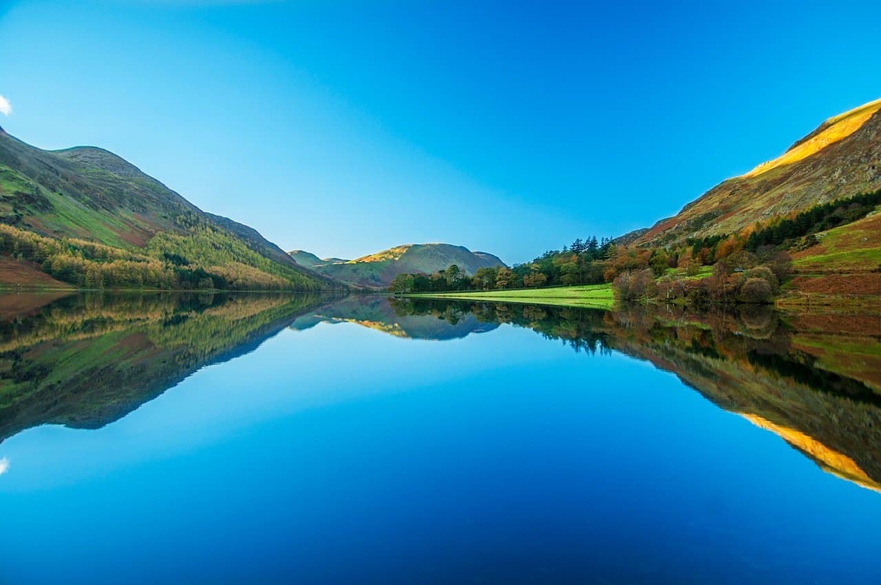 Buttermere lake with High Stile and Red Pike reflected, Lake District