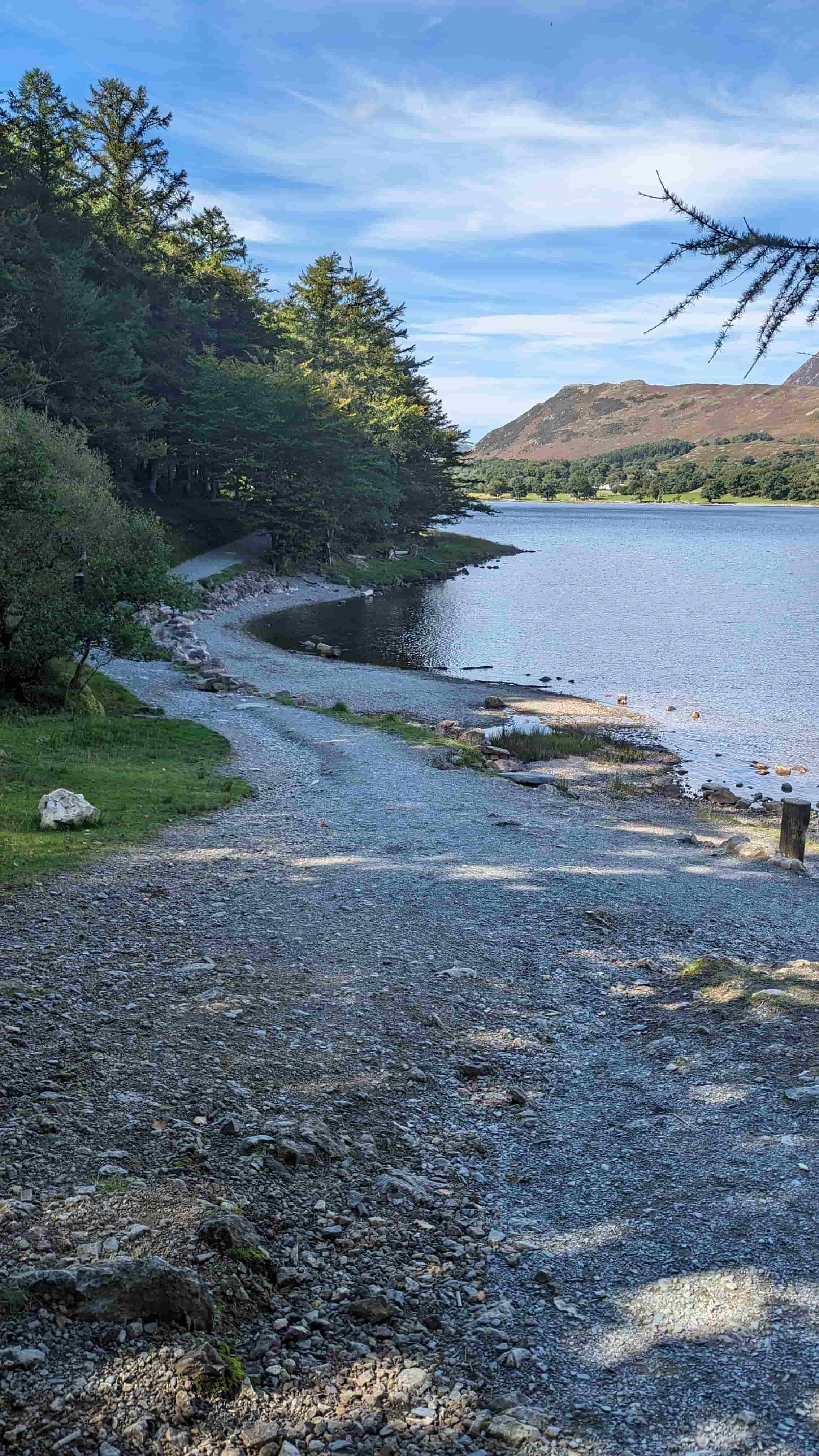 The quiet shore of Loweswater, a gentle lake walk near Buttermere, Lake District