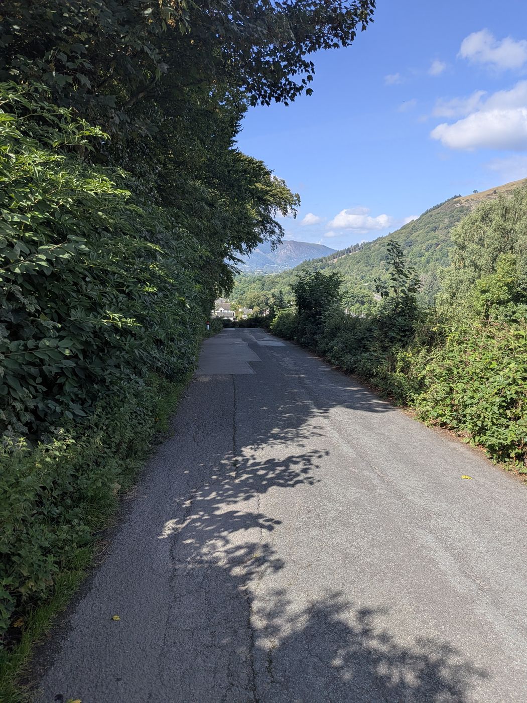 View back down the lane toward Keswick and the fells