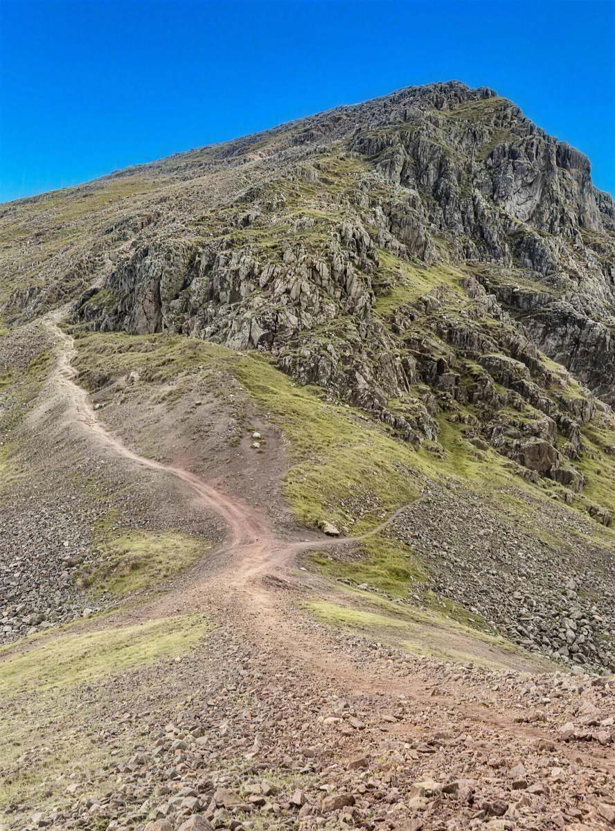 The path climbing toward Great Gable's rocky summit dome