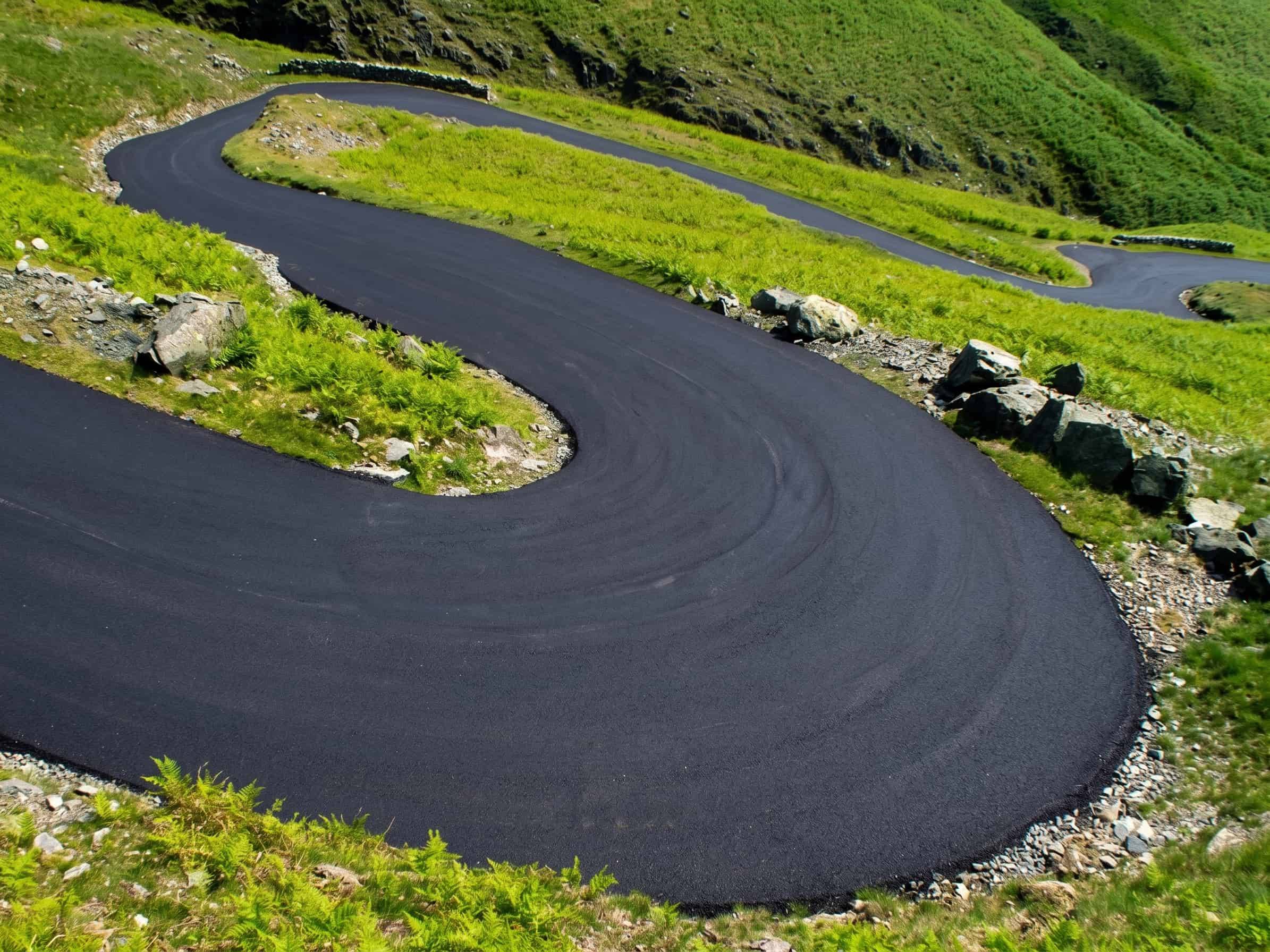 The hairpin bends on Hardknott Pass, Eskdale, Lake District