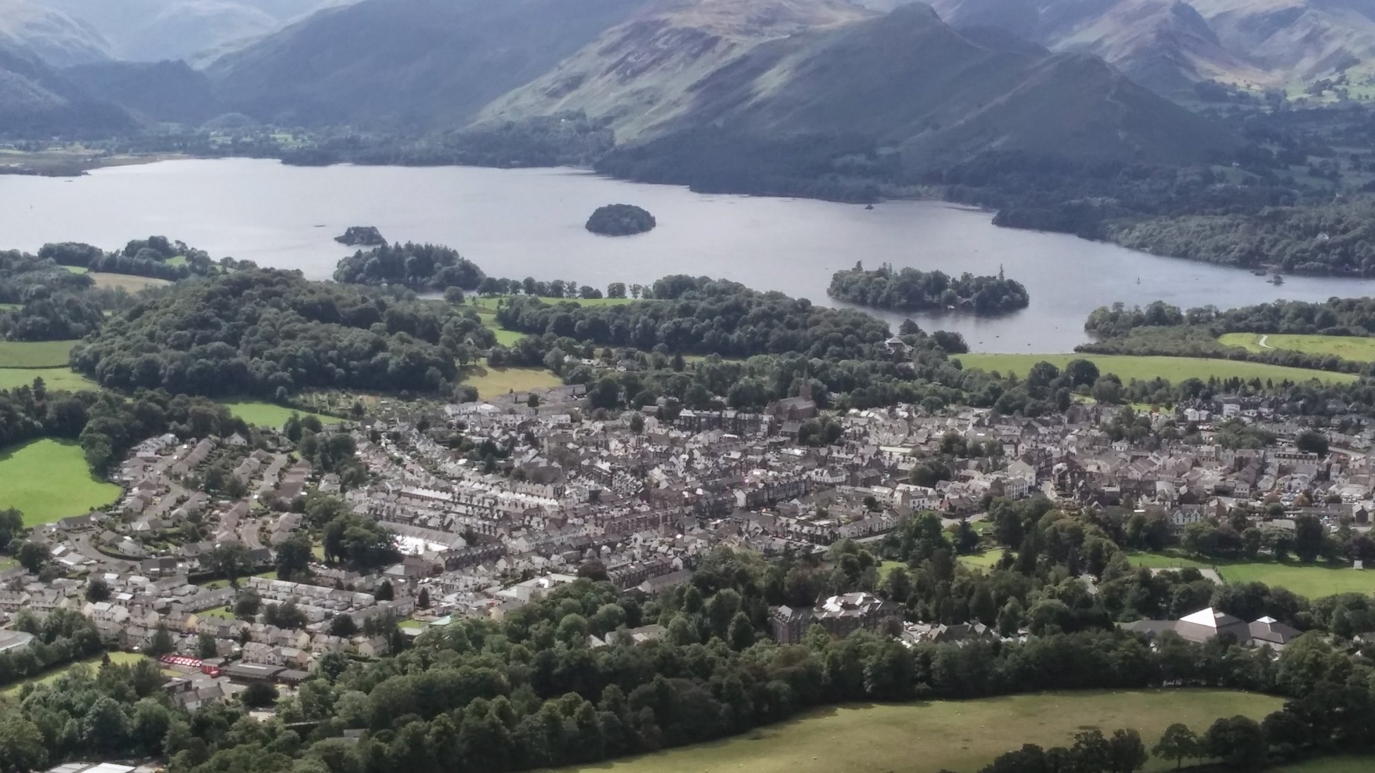 Keswick town and Derwentwater seen from Latrigg