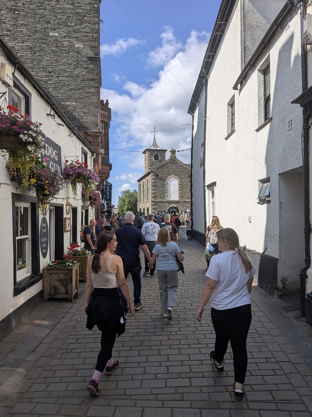 Lake Road, Keswick, looking past the Dog & Gun toward the Moot Hall
