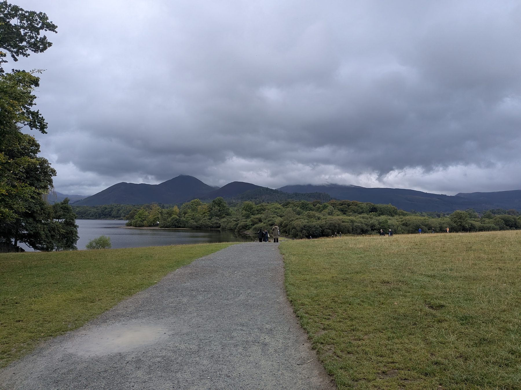 The lane leading away from the Theatre by the Lake at the start of the Castle Head walk, Keswick