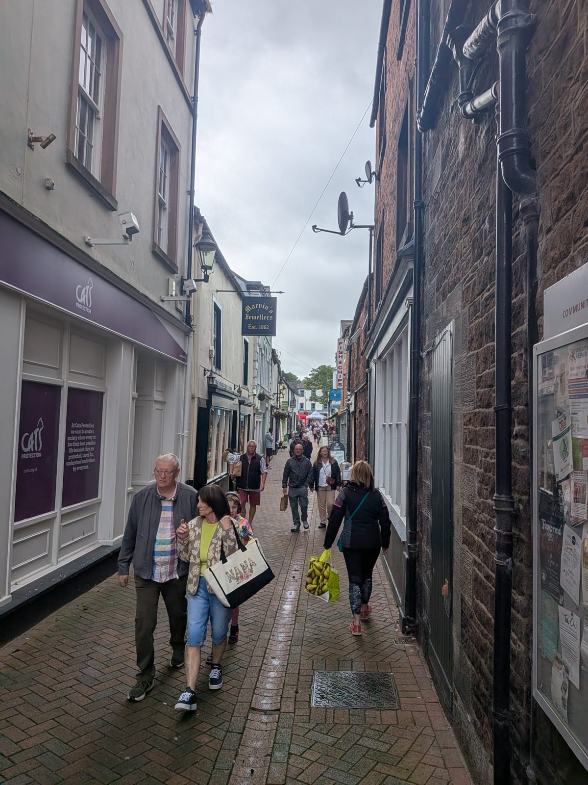 Angel Lane, one of the narrow historic lanes in Penrith town centre