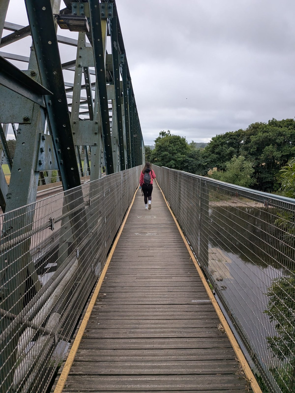 The footbridge across the River Eden towards Langwathby
