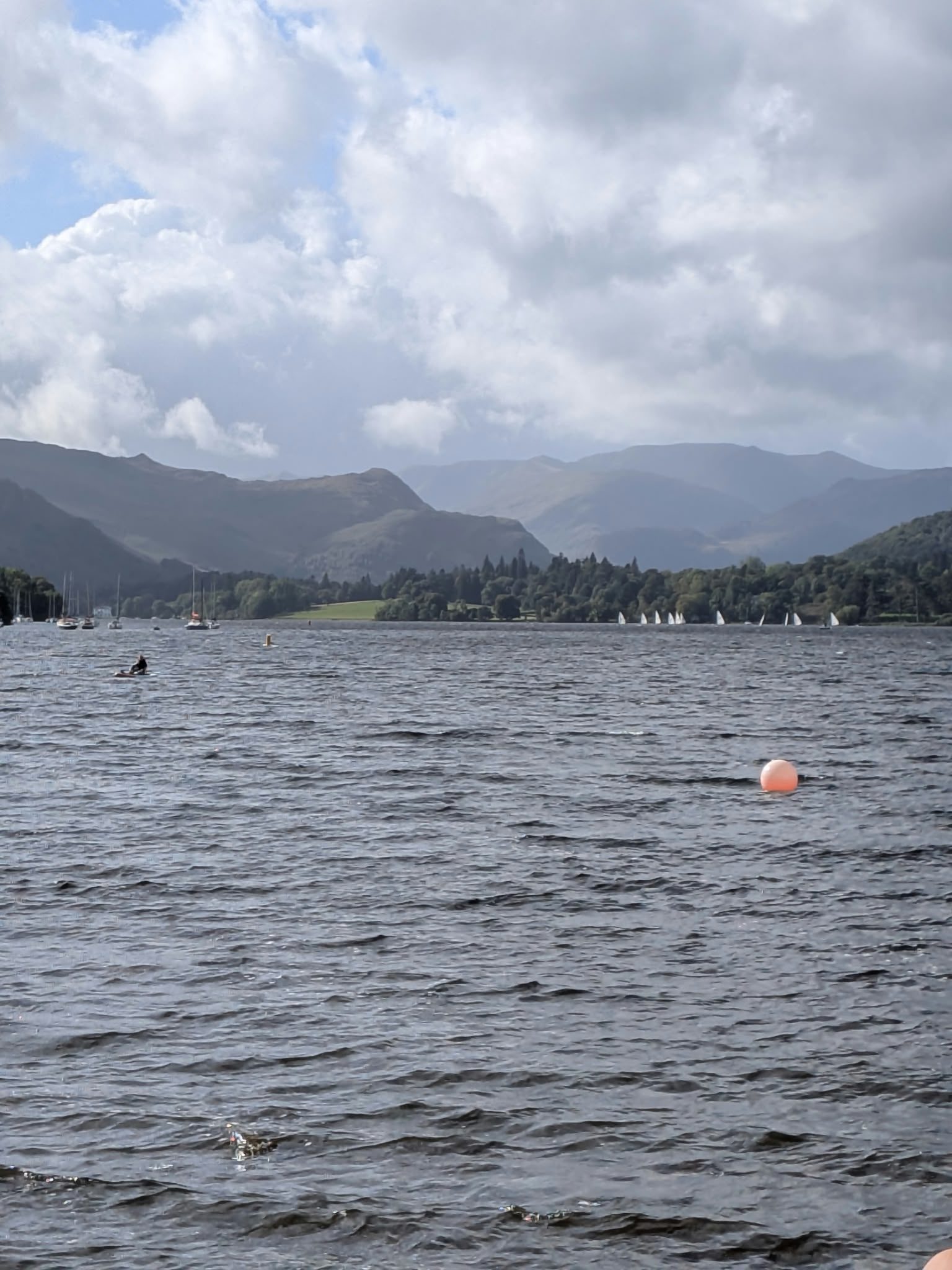Ullswater from the shore path, with a buoy on the water