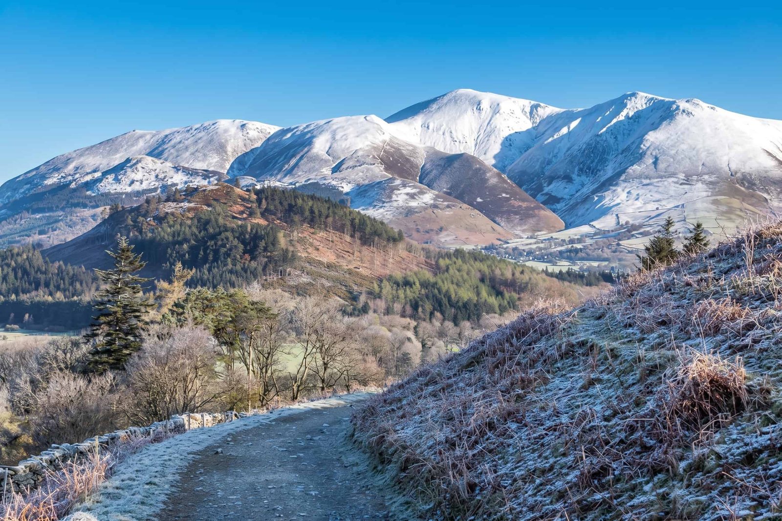 Skiddaw's open summit ridge and the view over the northern Lake District