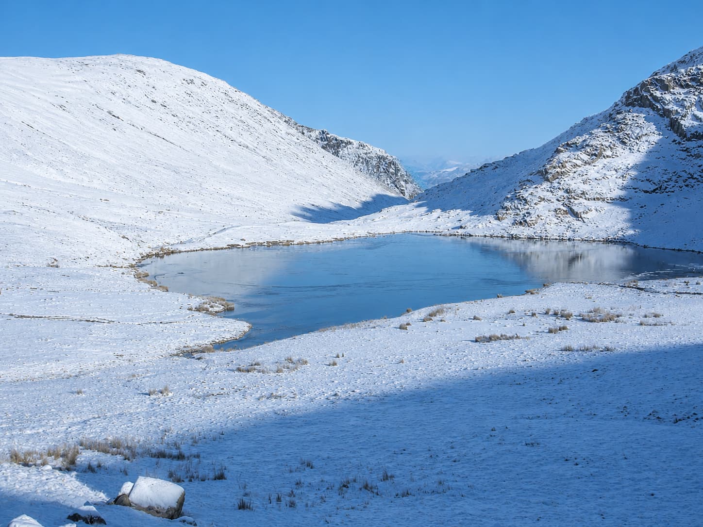 Styhead Tarn on the Sty Head pass, a popular Scafell Pike approach wild camping spot