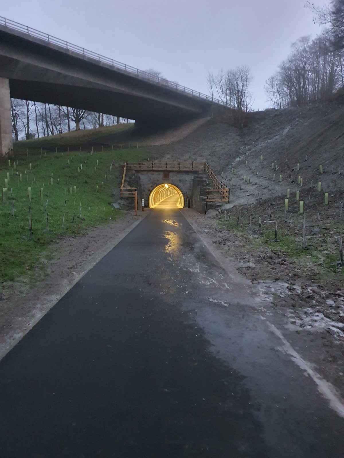 A railway bridge crossing on the Keswick to Threlkeld railway trail