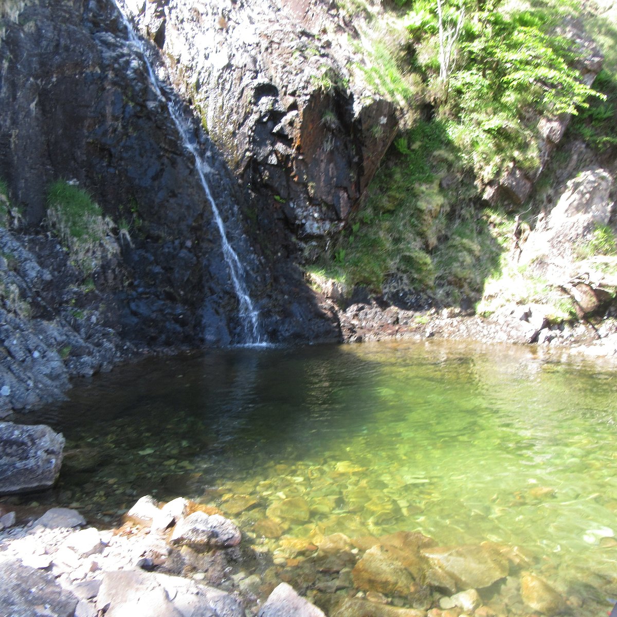 Waterfall and plunge pool in Lake District fells