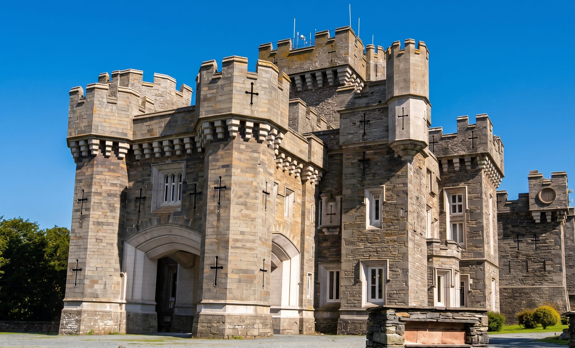 Wray Castle on the western shore of Windermere, near Hawkshead, Cumbria